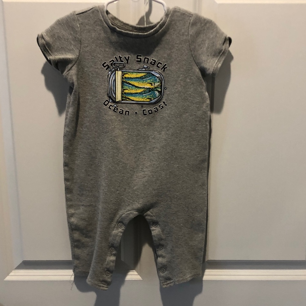 Salty Snack Gray Kids Bodysuit with Ocean Design
